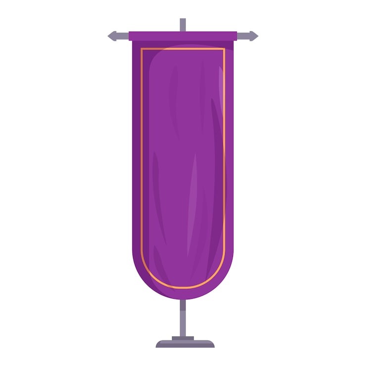 purple-vertical-banner-with-golden-frame-hanging-metal-pole_98402-184956
