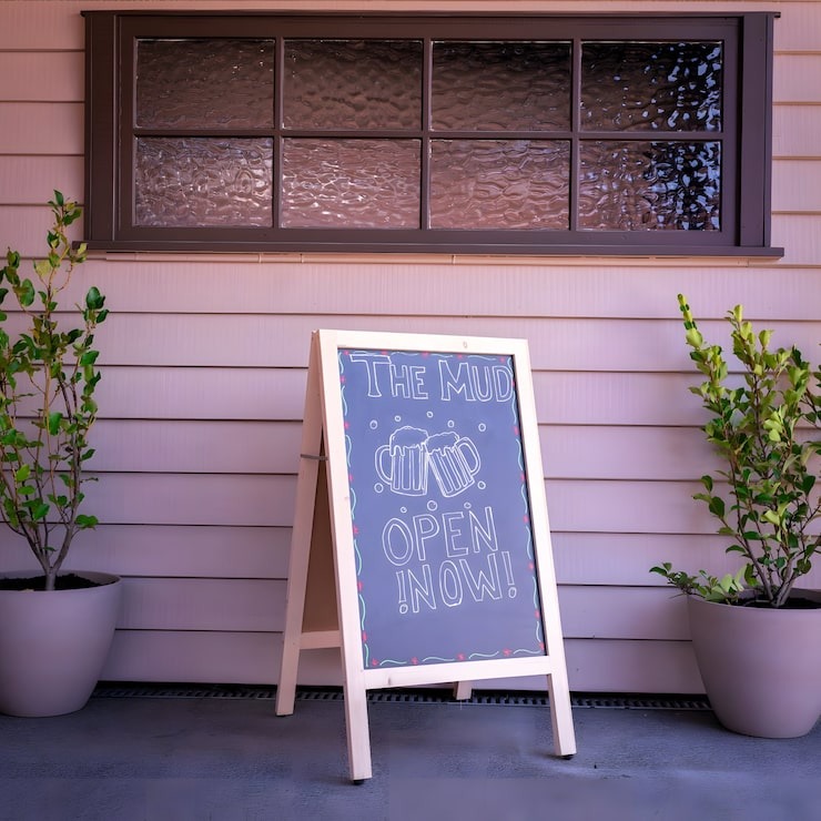 sandwich-board-sign-displayed-sidewalk-outside-cafe_1014647-5961